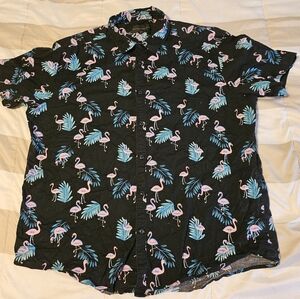 No Boundaries Flamingo Men's Button Up Shirt